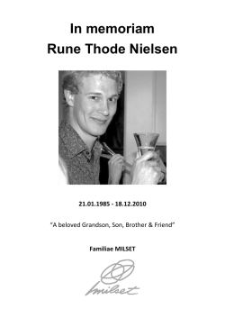 In memoriam Rune Thode Nielsen