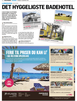 Læserne guider til de hyggeligste badehoteller (Politiken 27.09.2014)