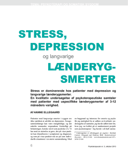 Stress, depression og langvarige lænderygsmerter. Oktober 2013
