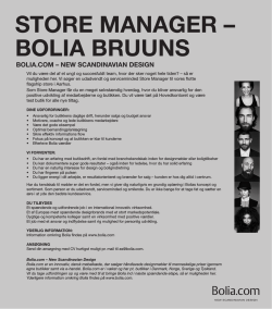 STORE MANAGER – BOLIA BRUUNS