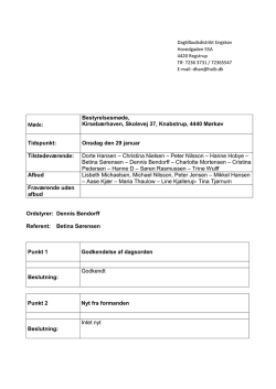 Referat bestyrelsesmøde 29. januar 2014