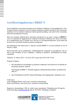 Certificeringskursus i BRIEF-V