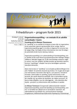 Frihedsforum – program forår 2015