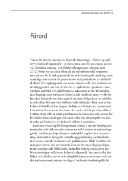 Förord - Nordisk Museologi
