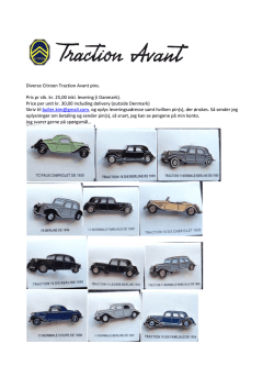 Diverse Citroen Traction Avant pins. Pris pr stk. kr. 25,00 inkl. levering