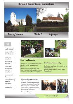 Pinse og Trinitatis 2014 Nr. 3 Maj-august Horsens
