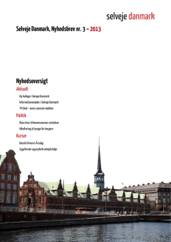 Selveje Danmark, Nyhedsbrev nr. 3 – 2013 Nyhedsoversigt