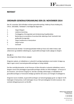 Hellerup Finans Holding AS – Generalforsamling 20.November 2014