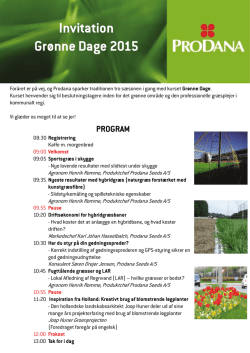 Invitation Grønne Dage 2015 PROGRAM
