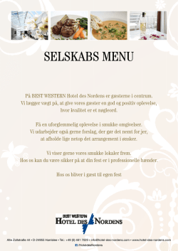 SelSkabS menu - Hotel des Nordens