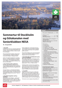 Seniorklubben NESA Sommertur til Stockholm og Götakanalen med