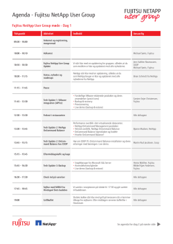 Agenda - Fujitsu NetApp User Group