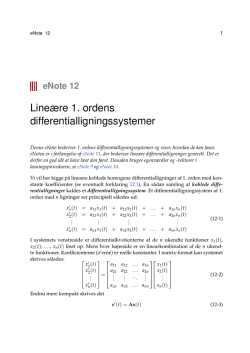Lineære 1. ordens differentialligningssystemer