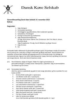 Generalforsamling Dansk Køre Selskab 14. november 2014 Referat