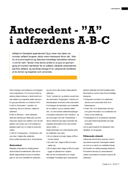 Antecedent - ”A” i adfærdens A-B-C