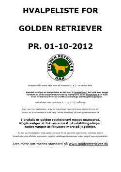 HVALPELISTE FOR GOLDEN RETRIEVER PR. 01-10-2012