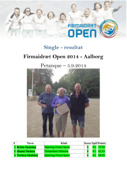 Single - resultat Firmaidræt Open 2014