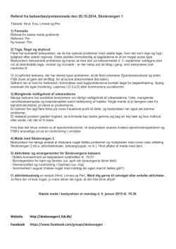 Referat fra beboerbestyrelsesmøde den 20.10.2014, Skolevangen 1