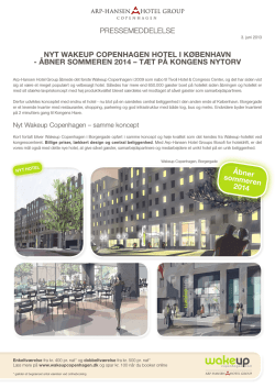 press release arp-hansen hotel group`s new wakeup hotel in