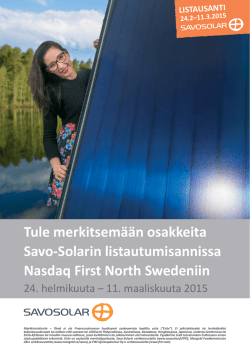 Savo-Solar Oy:n listautumisannin markkinointiesite