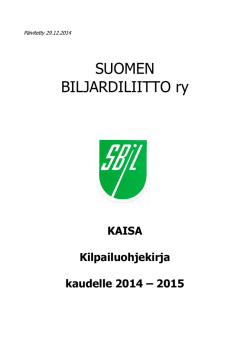 Kilpailuohjekirja - Kaisa - Suomen Biljardiliitto ry.
