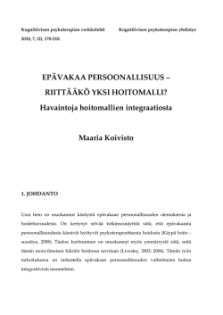 Maaria Koivisto: Epävakaa persoonallisuus
