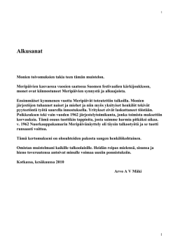 Kotkan Meripäivien alkutaival, kirjoittanut Arvo Mäki (PDF)