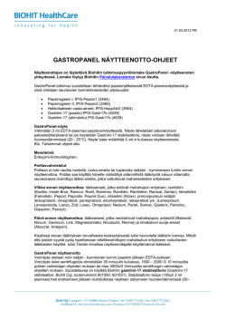 GASTROPANEL NÄYTTEENOTTO-OHJEET