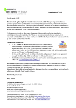 Jäsentiedote 1/2015 - Helsingin epilepsiayhdistys ry
