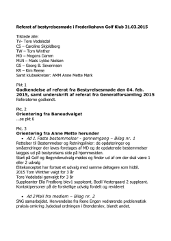 Referat af bestyrelsesmøde i Frederikshavn Golf Klub 31.03.2015
