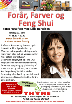 Foredragsaften med Leila Bertelsen Torsdag 23. april Kl. 18.30
