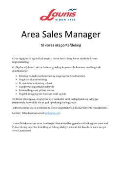 Area Sales Manager - Launis Fiskekonserves A/S