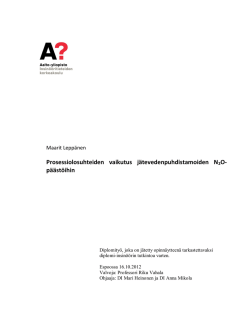 Prosessiolosuhteiden vaikutus jätevedenpuhdistamoiden N2O