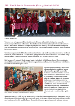 FSE - Finnish Special Education in Africa ry jäsenkirje 2/2013