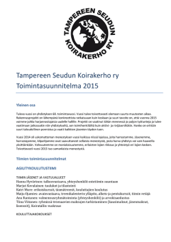 Tampereen Seudun Koirakerho ry Toimintasuunnitelma 2015