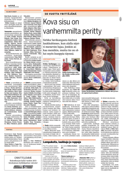 Juttu Sirkasta Lauttakylä-lehdessä 18.6.2013.