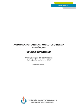 Automaatiotekniikan koulutusohjelma - Opinto-opas, AMK