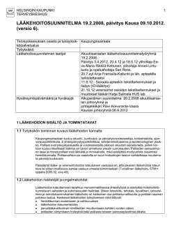 OHJE HELSINKI Lääkehoitosuunnitelma 20121009