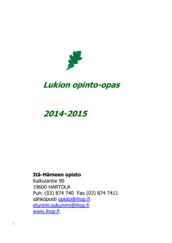 Lukion opinto-opas 2014-2015 (PDF) - Itä