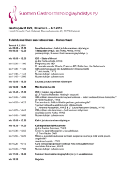 Gastropäivät XVII, Helsinki 5. – 6.2.2015 Tulehduksellinen