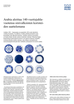 Arabia aloittaa 140-vuotisjuhlavuotensa sinivalkoisten koristeiden