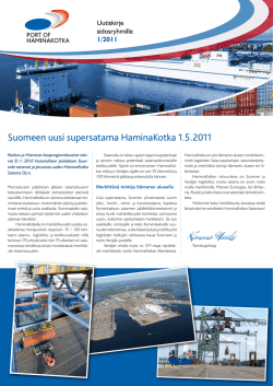 HaminaKotka Satama Oy:n uutiskirje 1/2011