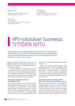 HPV-rokotukset Suomessa: TYTTÖJEN JUTTU - Sic!