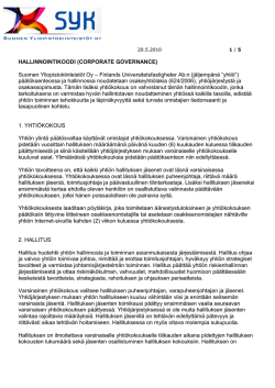 SYK Oy Hallinnointikoodi - Suomen Yliopistokiinteistöt Oy