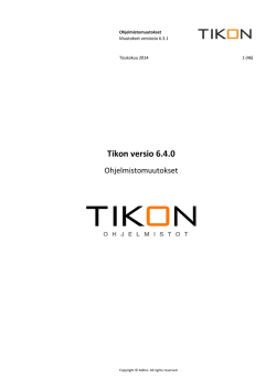 Ohjelmistomuutokset Tikon versioon 6.4.0
