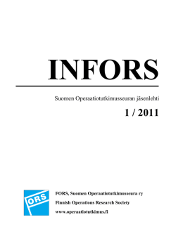 infors 1/2011 - FORS Suomen Operaatiotutkimusseura ry