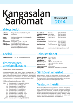Mediakortti 2014 - Kangasalan Sanomat