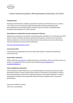 Suomen Pikavalmistusyhdistys, FIRPA jäsentiedote ja kokouskutsu