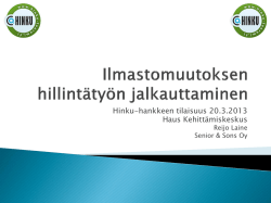 Hinku-hankkeen tilaisuus 20.3.2013 Haus - HINKU