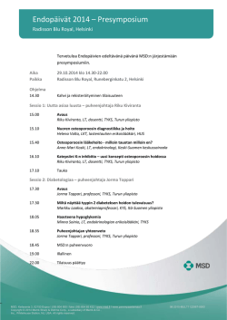 Endopäivät 2014 – Presymposium - Suomen Endokrinologiyhdistys ry